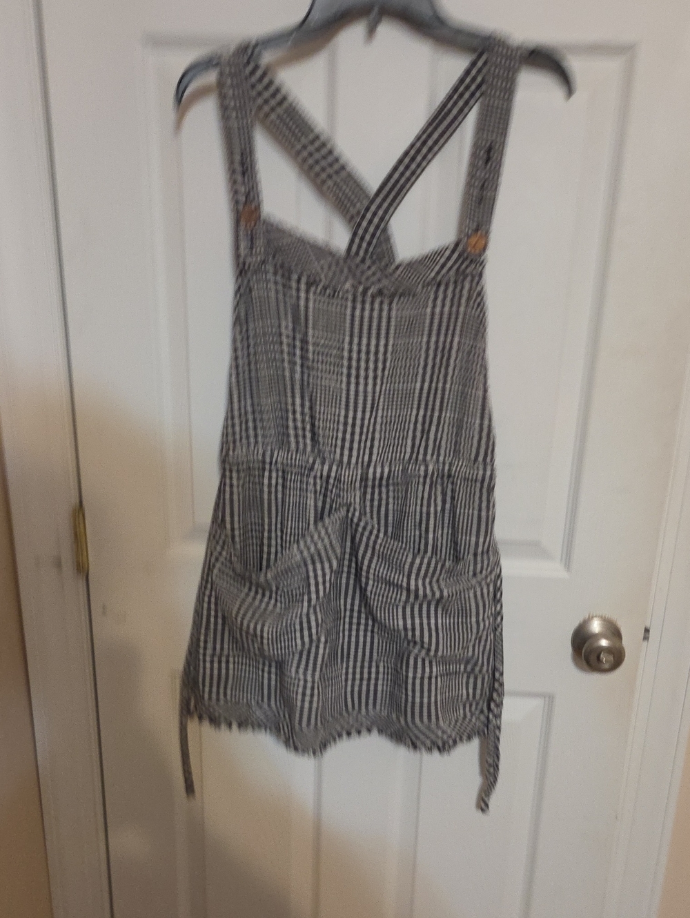Free People Black and White Gingham Pinafore Dress